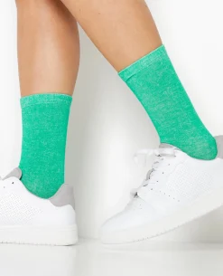 Chaussettes En Maille Chinée - Vert Clair