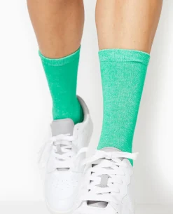 Chaussettes En Maille Chinée - Vert Clair