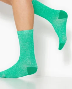 Chaussettes En Maille Chinée - Vert Clair