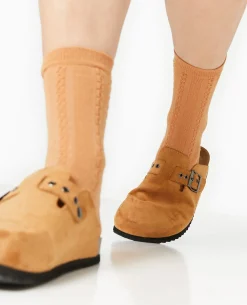 Chaussettes En Maille Fantaisie - Marron