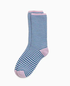 Chaussettes Rayées Maille Bouclette Intérieure - Lilas