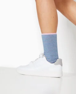 Chaussettes Rayées Maille Bouclette Intérieure - Lilas