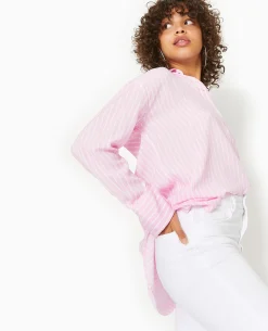 Chemise Ample Rayée - Rose Poudré