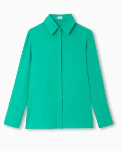 Chemise City En Tissu Fluide - Vert Foncé