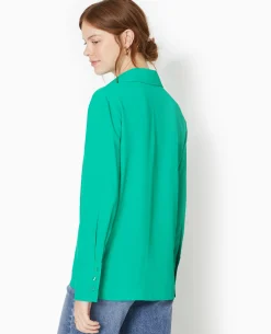 Chemise City En Tissu Fluide - Vert Foncé