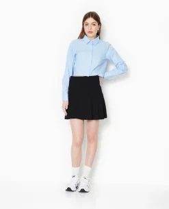 Chemise Courte Manches Longues - Bleu