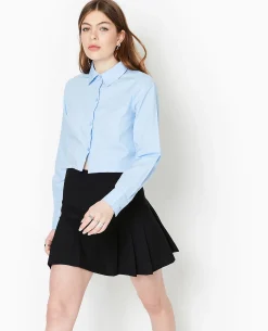 Chemise Courte Manches Longues - Bleu