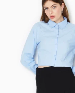 Chemise Courte Manches Longues - Bleu