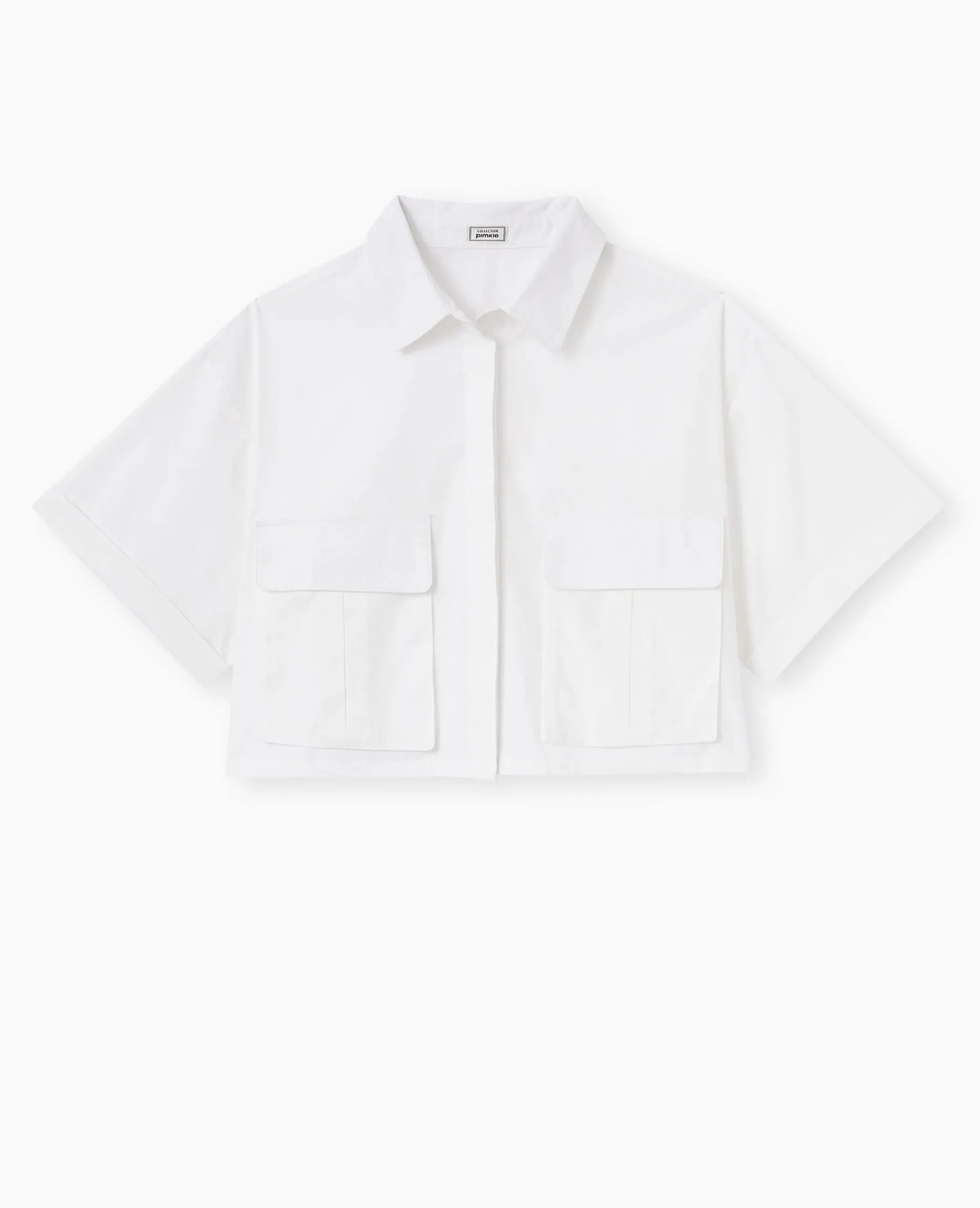 Chemise Cropped Avec Poches Plaquées - Blanc
