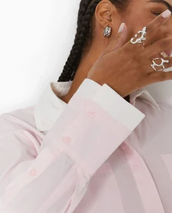 Chemise Cropped Bicolore - Rose Clair