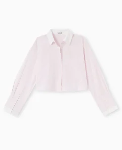 Chemise Cropped Bicolore - Rose Clair