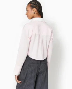 Chemise Cropped Bicolore - Rose Clair
