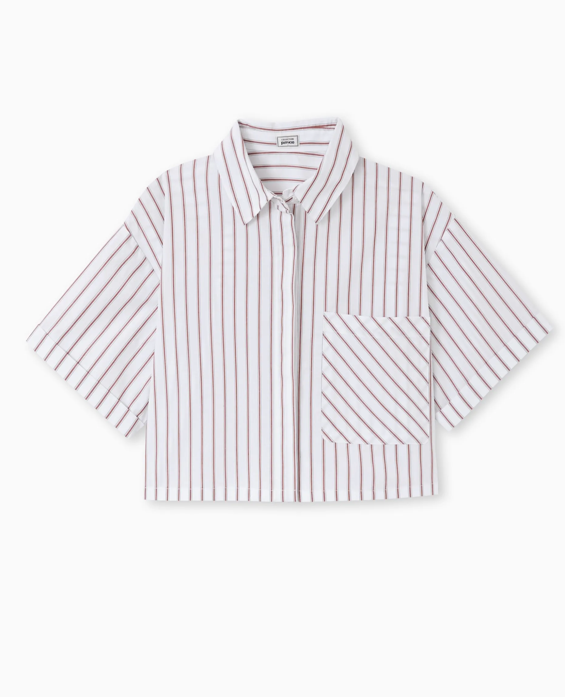 Chemise Cropped Rayée Façon Pyjama D'homme - Blanc