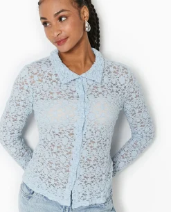 Chemise En Dentelle - Bleu Clair
