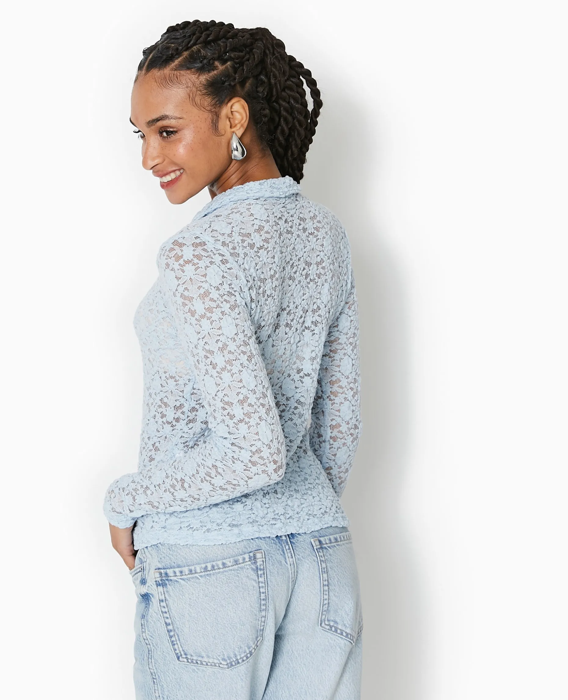 Chemise En Dentelle - Bleu Clair