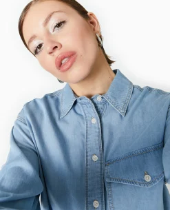 Chemise En Jean Fluide - Bleu