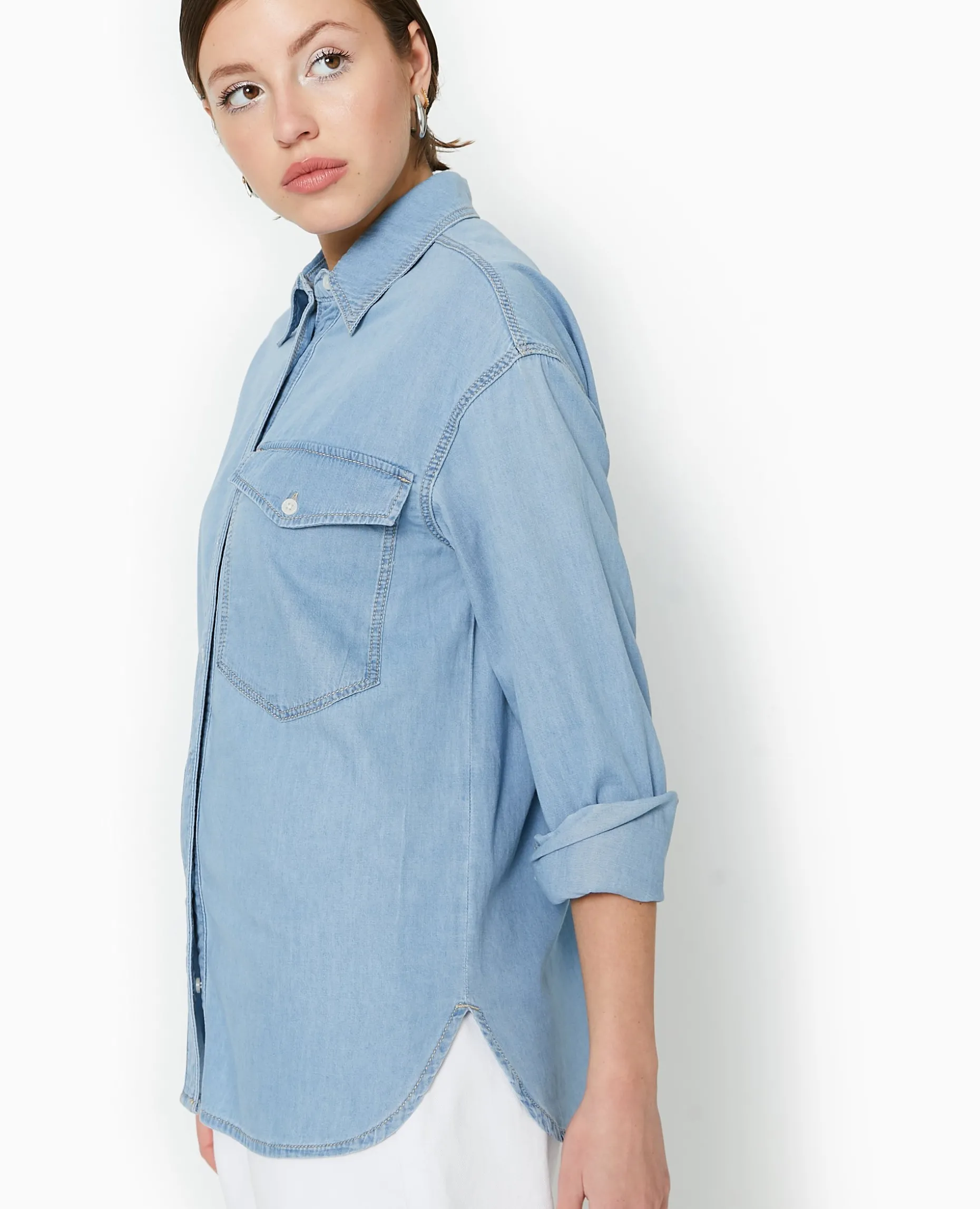 Chemise En Jean Fluide - Bleu