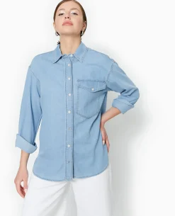 Chemise En Jean Fluide - Bleu
