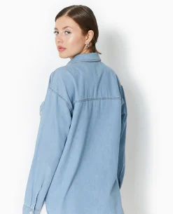Chemise En Jean Fluide - Bleu