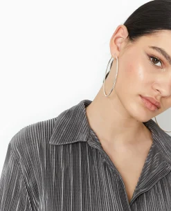 Chemise Oversize En Tissu Plissé Et Satiné - Gris