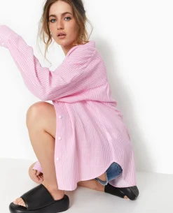 Chemise Oversize Rayée - Rose Fuchsia