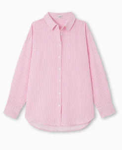Chemise Oversize Rayée - Rose Fuchsia