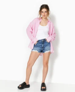 Chemise Oversize Rayée - Rose Fuchsia