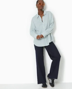 Chemise Oversize Rayée - Vert Kaki