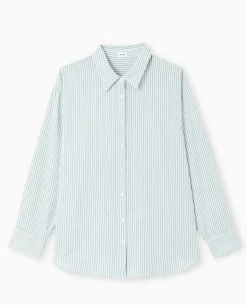 Chemise Oversize Rayée - Vert Kaki