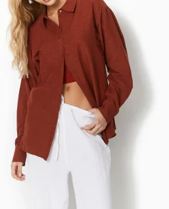 Chemise Oversize Unie - Marron