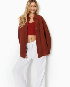 Chemise Oversize Unie - Marron