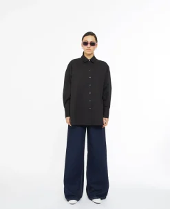 Chemise Oversize Unie - Noir