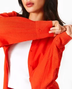 Chemise Oversize Unie - Rouge