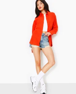 Chemise Oversize Unie - Rouge