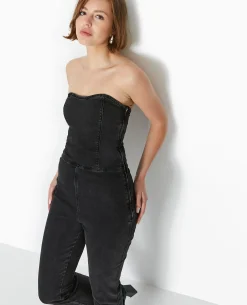 Combipantalon Bustier En Jean Stretch - Noir