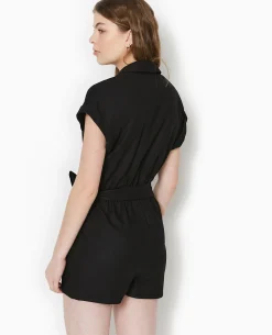 Combishort Portefeuille Effet Drapé - Noir