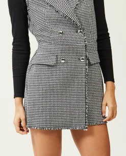 Combishort Sans Manches En Tweed - Blanc