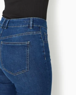 Corsaire Skinny En Jean Stretch Taille Haute - Bleu