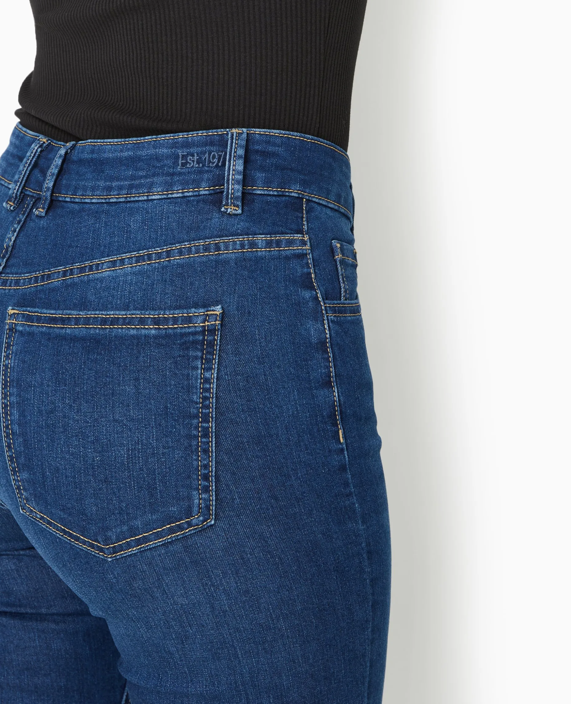 Corsaire Skinny En Jean Stretch Taille Haute - Bleu