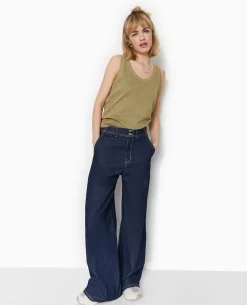 Débardeur Ample Avec Effet Acid Wash - Vert Kaki
