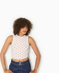 Débardeur Avec Cut-out Dos Motif Pois - écru