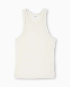 Débardeur échancré En Maille Côtelée Et Fluide - Beige