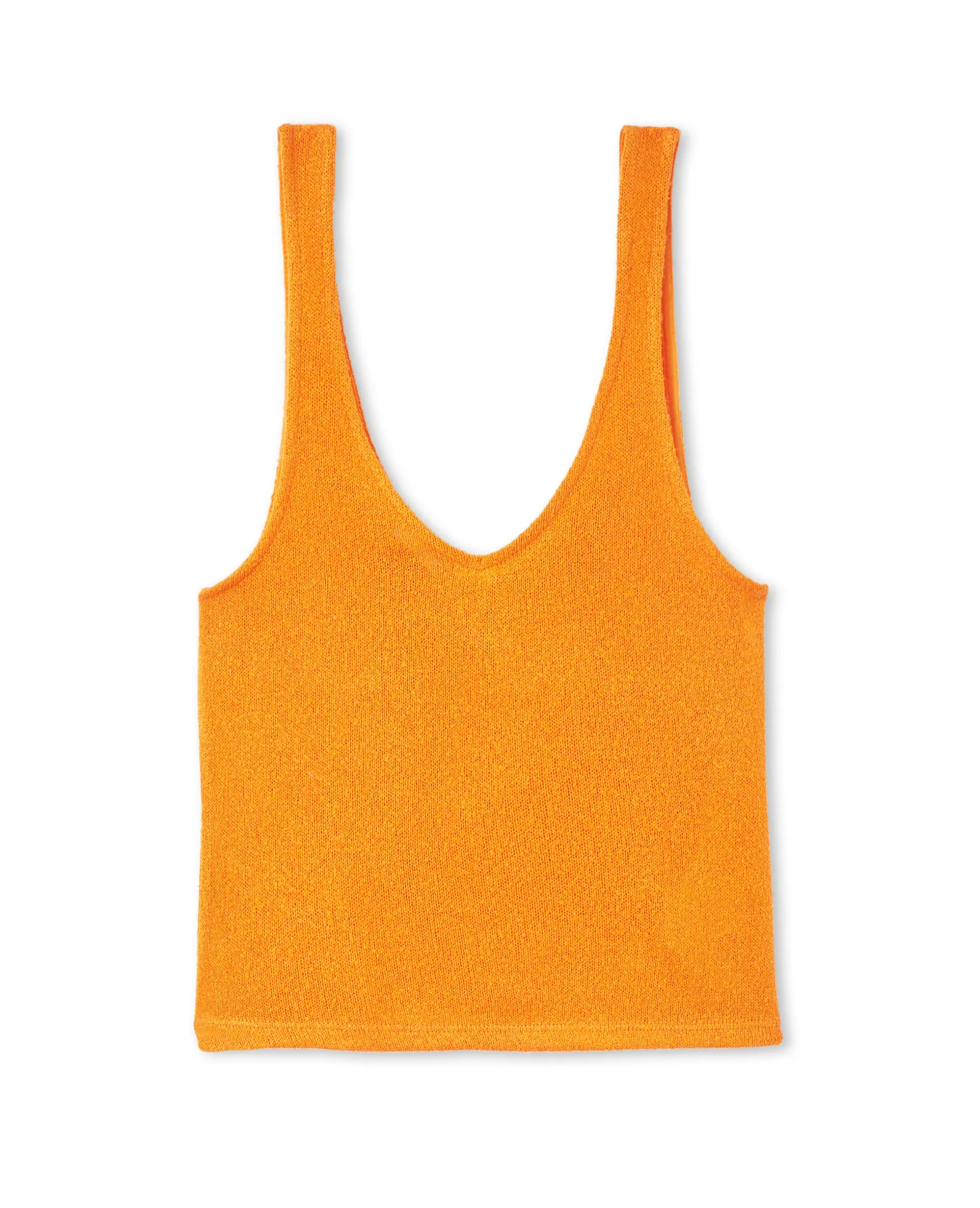 Débardeur Col V En Maille Rustique - Orange