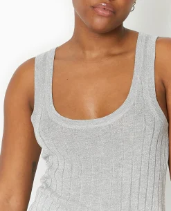 Débardeur En Maille Côtelée Avec Lurex - Gris Chiné
