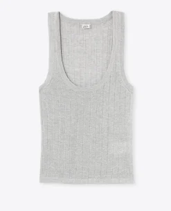 Débardeur En Maille Côtelée Avec Lurex - Gris Chiné