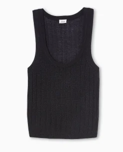 Débardeur En Maille Côtelée Avec Lurex - Noir