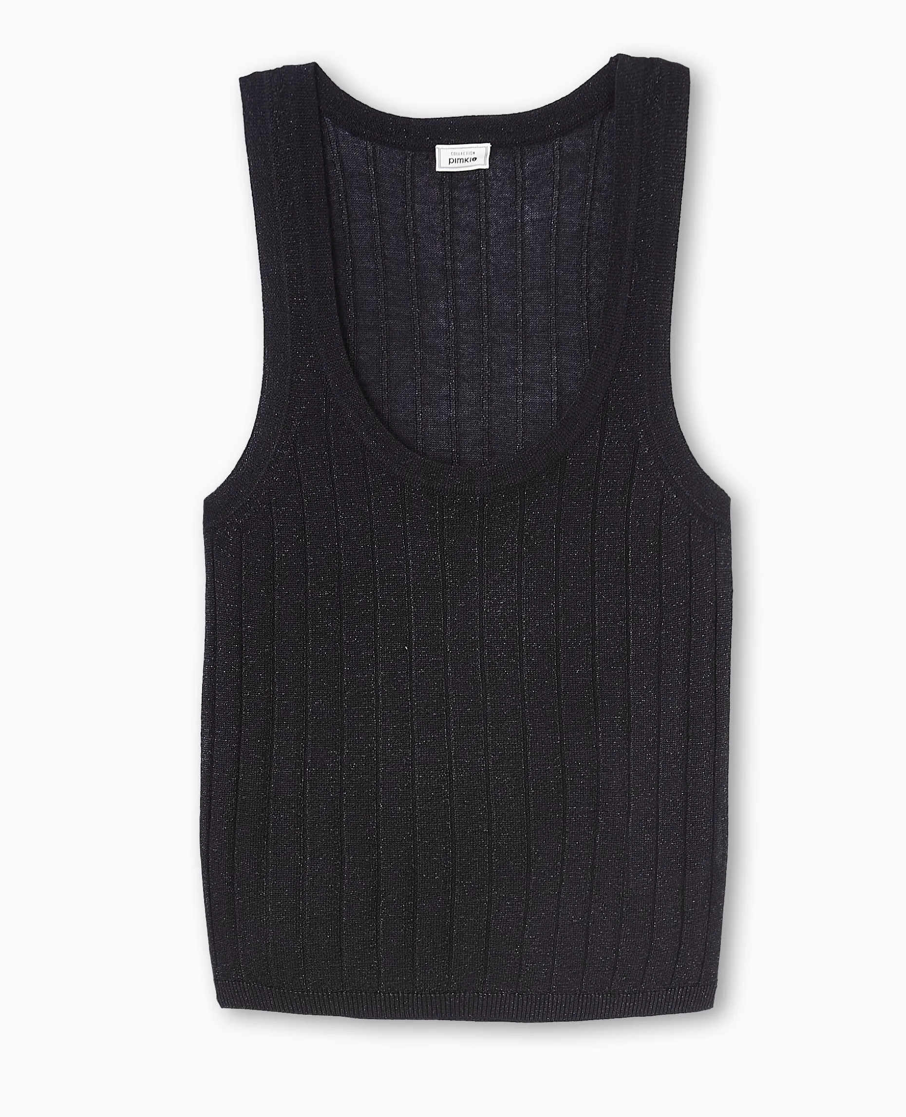 Débardeur En Maille Côtelée Avec Lurex - Noir