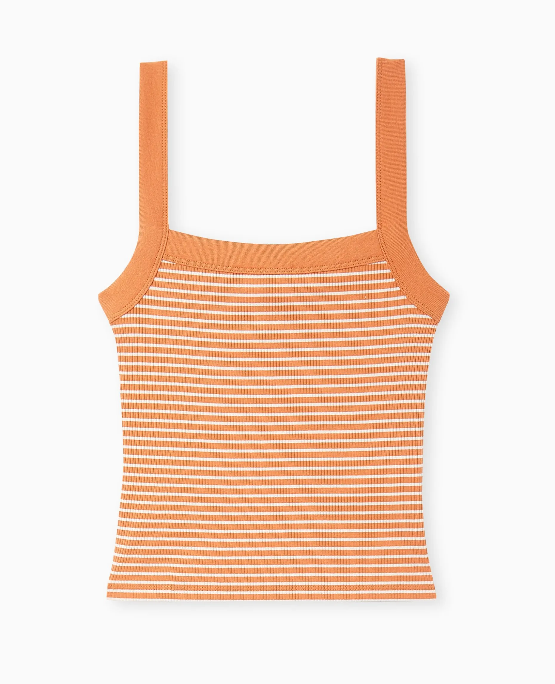 Débardeur En Maille Côtelée Rayée - Orange