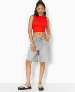 Débardeur En Maille Côtelée Avec Cut-out Dos - Rouge