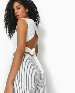 Débardeur En Maille Côtelée Avec Cut Out Dos - Blanc
